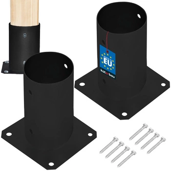 Podstawa słupa przykręcana do betonu czarna fi 80 zestaw 2 szt.