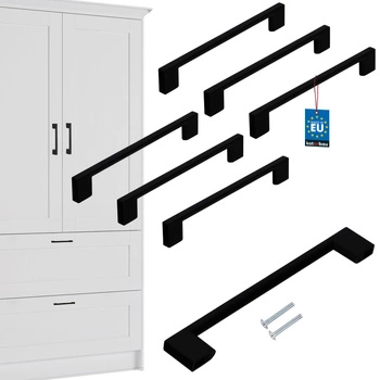 Uchwyt meblowy kuchenny klasyk nowoczesny czarny mat 160 mm zestaw 6 szt.