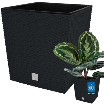 Doniczka ogrodowa rattan z wkładem antracyt 26x26 cm