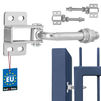 Zawiasy regulowane bramowe gięte m16 125 mm - zestaw 2 szt.