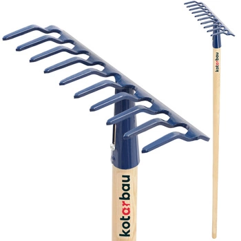 Grabie metalowe ogrodowe 10-zębne z drewnianym trzonem