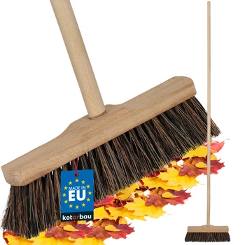 Szczotka miotła drewniana do podłóg włókno kokosowe 27 cm + drewniany trzonek