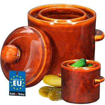 Beczka kamionkowa z pokrywką brązowa 1,8 l