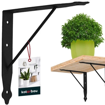 Wspornik pod półkę czarny ze wzmocnieniem 20x20 cm