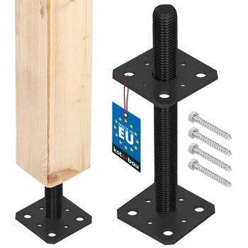 Podstawa słupa wkręcana regulowana stalowa gwint m24 antracyt 80x80x250 mm
