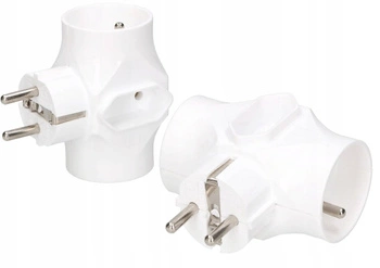 Rozgałęźnik sieciowy 3 gniazda złodziejka trójnik - 2szt. - Kolor biały