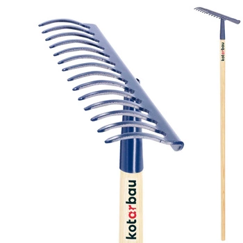 Grabie metalowe ogrodowe 14-zębne z drewnianym trzonkiem