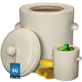 Beczka kamionkowa z pokrywką biała 10 l