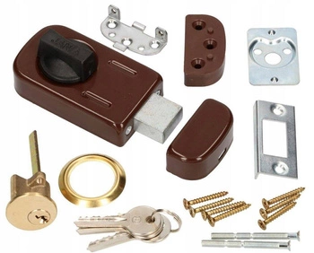 Zamek nawierzchniowy garażowy do drzwi bramy brązowy