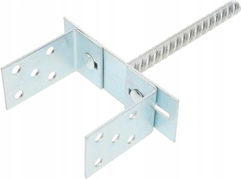 Podstawa słupa z prętem 0-200 u kotwa do muru wmurowania - Kolor srebrny