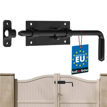 Zasuwa garażowa czarna rygiel do bramy furtki drzwi 300 mm