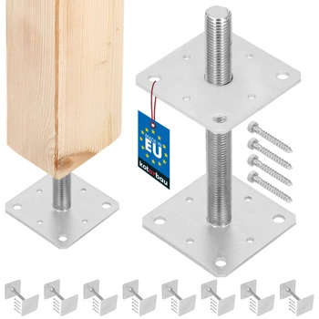 Podstawa słupa wkręcana regulowana pręt m24 160x160x250 mm zestaw 8 szt.