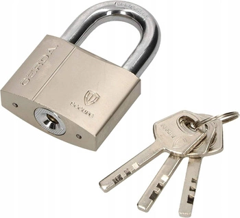 Kłódka wzmocniona długi pałąk stalowa 50mm satyna