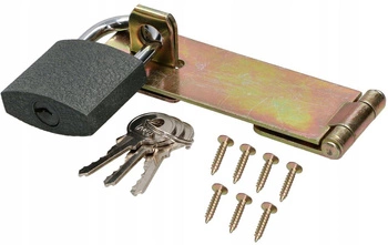 Wrzeciądz skobel ocynk z kłódką zamknięcie do drzwi