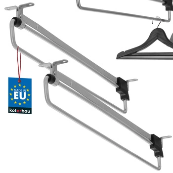 Wieszak wysuwny do szafy garderoby na ubrania srebrny 400 mm zestaw 2 szt.