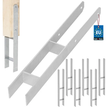 Podstawa słupa h do wmurowania stalowa ocynk srebrna 70 mm zestaw 6 szt.