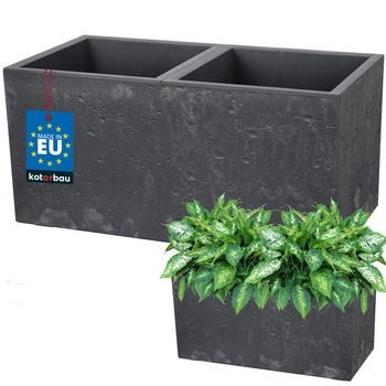 Donica prostokątna podwójna beton industrialna marengo 58 cm