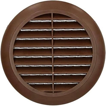 Kratka wentylacyjna okrągła z siatką fi125 plastik - Kolor brązowy