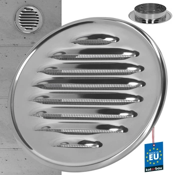 Kratka wentylacyjna stal nierdzewna okrągła siatka fi 125 mm