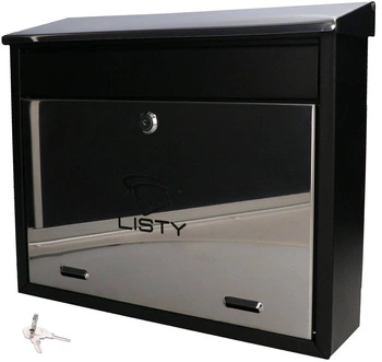 Skrzynka pocztowa stalowa czarna na listy gazety 395 mm - c4