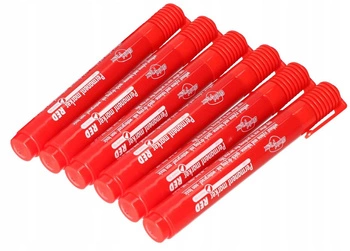 Marker permanentny czerwony wodoodporny okrągły - 6 szt.