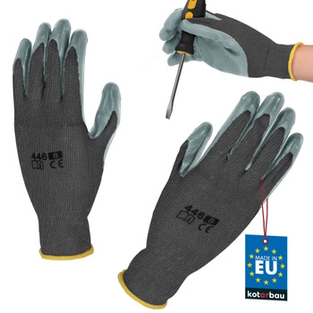 Rękawice robocze antypoślizgowe powlekane lateksem szare rozmiar m