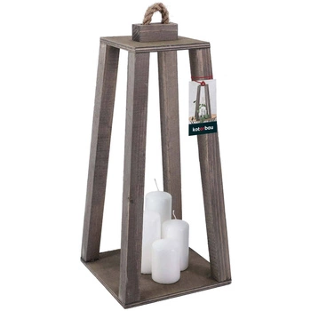Latarnia drewniana stożek na świece do domu ogrodu szara 20x20 cm