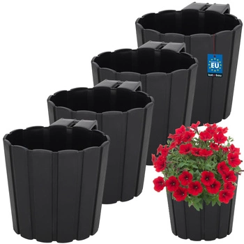 Doniczka balkonowa balkonowa biała na balustradę 200 MM Zestaw 4 szt.