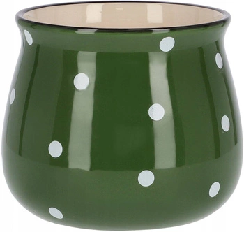 Doniczka donica osłonka ceramiczna w grochy zielona - 125 mm