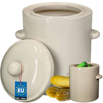 Beczka kamionkowa z pokrywką biała 5 l