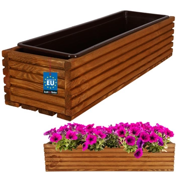 Doniczka skrzynka drewniana ogrodowa na taras z wkładem dębowa 64x20 cm
