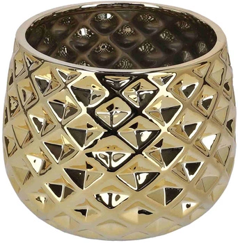 Doniczka donica osłonka ceramiczna szkliwiona 13 cm - Kolor złoty