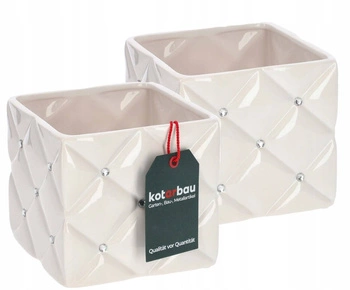 2szt doniczka donica osłonka glamour ceramiczna biała