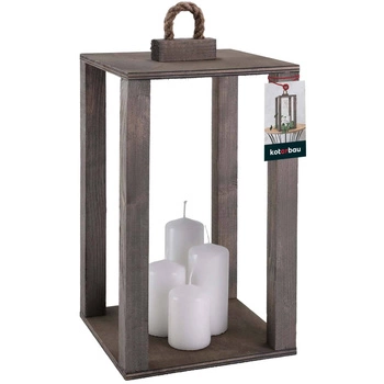 Latarnia drewniana na świece do domu ogrodu szara 20x20 cm