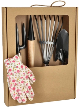 Komplet mini zestaw narzędzi ogrodniczych 4 szt. + rękawiczki