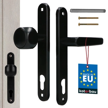 Gałko-klamka drzwiowa aluminium długi szyld na wkładkę czarna 90 mm