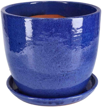 Donica ogrodowa ceramiczna fi31 osłonka podstawka - Kolor kobaltowy