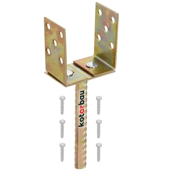 Podstawa słupa z prętem 0-125 u kotwa do muru wmurowania - Kolor złoty