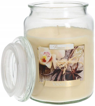 Świeca świeczka duża zapachowa w szkle z wieczkiem 100 h - wanilia