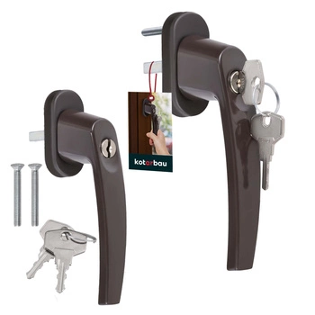 Klamka okienna z kluczykiem aluminiowa brązowa zestaw 2 szt.