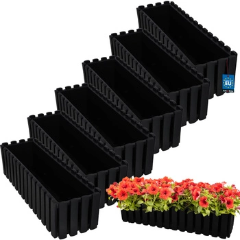 Doniczka balkonowa balkonowa szara na balustradę 600 MM Zestaw 6 SZT