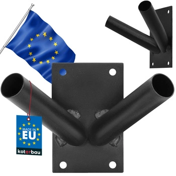 Uchwyt na flagę ścienny podwójny czarny