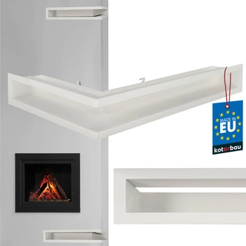 Luft kominkowy narożny prawy kratka kominkowa biała stalowa 60x40 cm