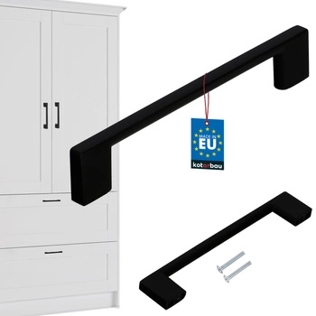 Uchwyt meblowy kuchenny klasyczny nowoczesny długi czarny mat 128 mm