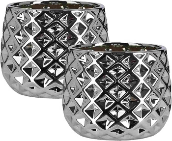 Zestaw 2x doniczka osłonka 13 ceramika szkliwiona - Kolor biały