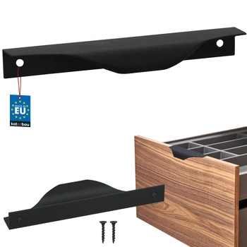 Uchwyt meblowy krawędziowy nowoczesny aluminium czarny mat 128 mm