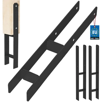 Podstawa słupa h do wmurowania stalowa ocynk czarna 80 mm zestaw 2 szt.