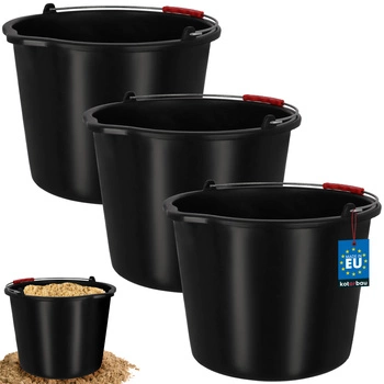 Wiadro budowlane gospodarcze z dzióbkiem 20 l czarne zestaw 3 szt