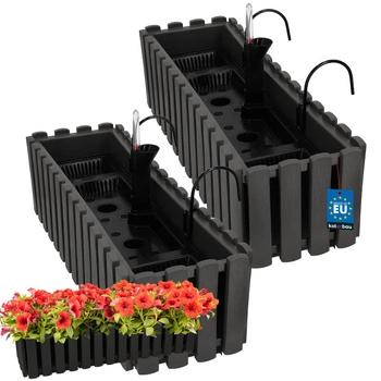 Doniczka balkonowa balkonowa szara na balustradę 600 MM Zestaw 2 SZT