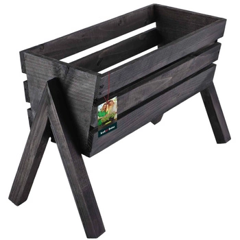 Donica drewniana stojąca na kwiaty czarna 40 cm